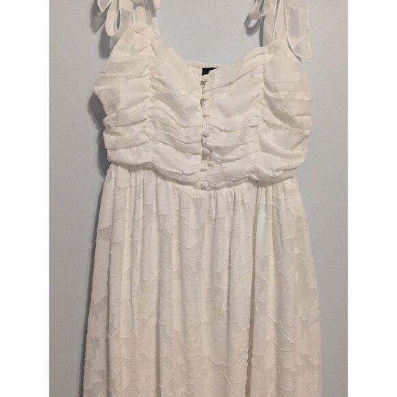 Lulus Womens Med Sleeveless Midi White Floral A-line Wedding Party Summer Dress - Picture 14 of 14